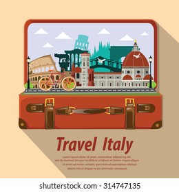 illustration. travel around italy.