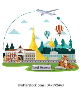 illustration. Travel around myanmar.