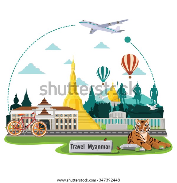 Illustration Travel Around Myanmar Stock Vector Royalty Free Shutterstock