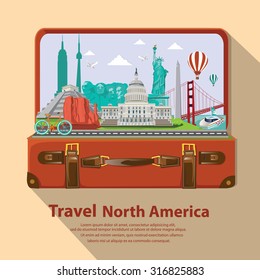 illustration. Travel around North  America