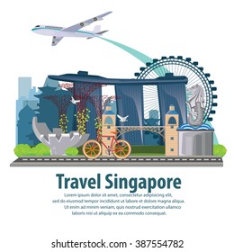 illustration. travel around singapore.