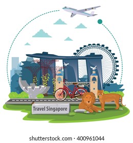 illustration. travel around singapore.