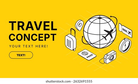 illustration of travel around the world in vacation concept, background and website template design,flat and isometric illustration, icon and symbol