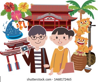 Illustration to travel to Okinawa, Japan