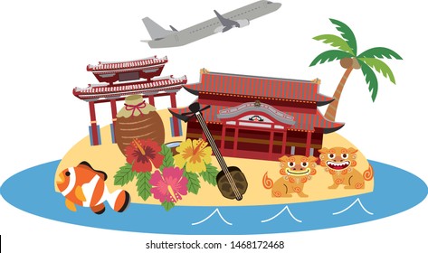 Illustration to travel to Okinawa, Japan