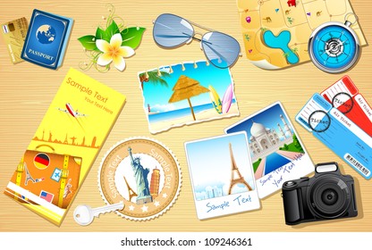 illustration of travel photograph and camera