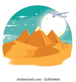 illustration. travel to pyramids in Egypt