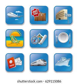 illustration of travel and resort concept idea set icons