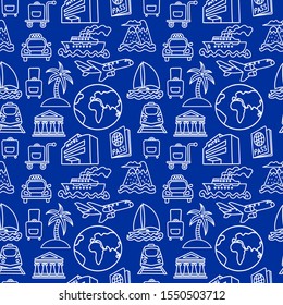illustration of the travel seamless pattern of resort, cruise and transport