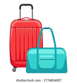 Illustration of travel suitcase and bag. Icon or image for tourism and shops.