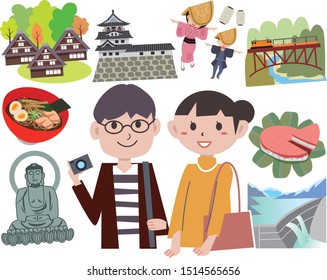 Illustration traveling in Toyama, Japan