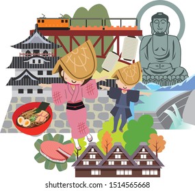 Illustration traveling in Toyama, Japan