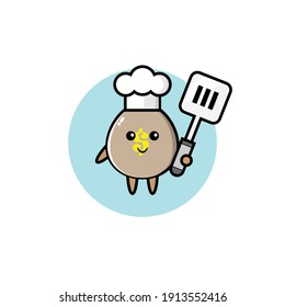 Illustration of a treasure bag character carrying a spatula