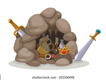 illustration of treasure cave vector