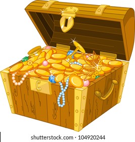Illustration of treasure chest full of gold
