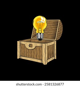 illustration of a treasure chest with a light bulb