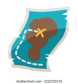 Ilustración del mapa del tesoro. Imagen para juego o aventura.