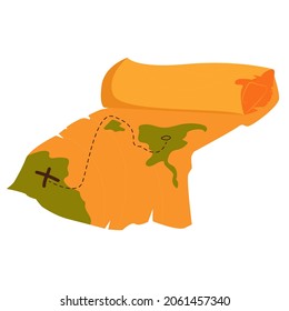 Ilustración de un mapa del tesoro con fondo blanco. Ilustración vectorial en un estilo plano.