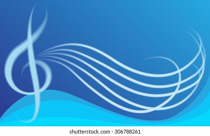 Illustration with treble clef. Card, background, banner, book cover with treble clef, stave. 