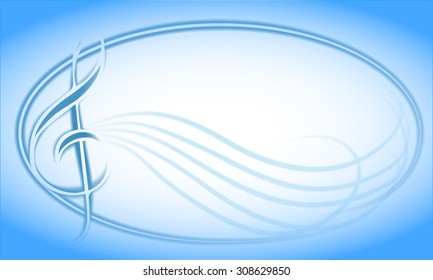 Illustration with treble clef. Card, background, banner, book cover with treble clef