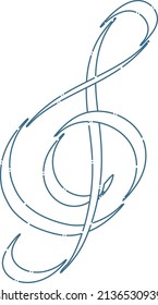 Illustration of treble clef drawn with lines