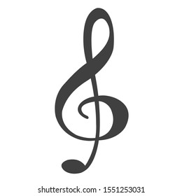 Illustration of treble clef isolated on white background. Design layout for banners presentations, flyers, posters and invitations. Vector modern flat design treble clef.