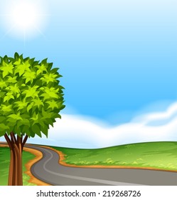 Illustration of a tree along the road