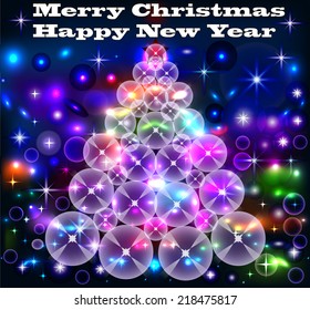 illustration tree background of the circles with the neon glare