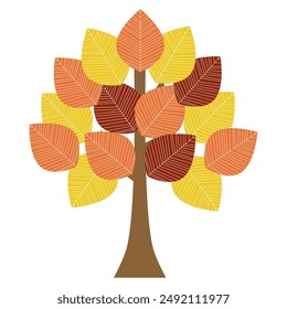 Illustration of a tree with colorful autumn leaves