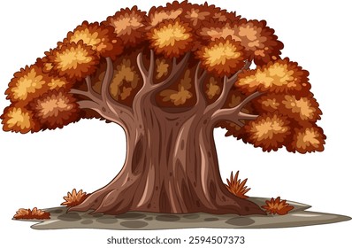 Illustration of a tree with colorful autumn leaves