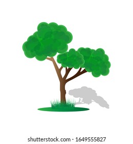 illustration of tree design with shadows and green grass can be used for any design