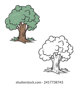 illustration of a tree. drawing with line-art on white backgrounds. Simple Design Outline Style. You can give color you like. Vector Illustrations