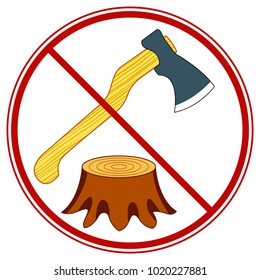 Illustration of the tree felling forbid symbol