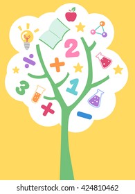 Illustration of a Tree Filled with Education Related Items