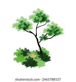 

illustration of a tree in a flat style, made on a white background. includes leaf, twig and tree designs. green tree vector.Element design for natural, eco-friendly