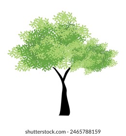 

illustration of a tree in a flat style, made on a white background. includes leaf, twig and tree designs. green tree vector.Element design for natural, eco-friendly