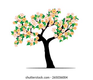 Illustration of tree with flowers