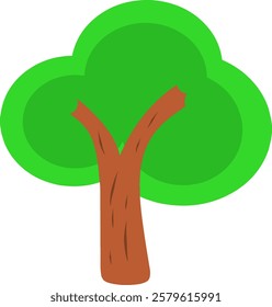Illustration of a tree with fresh green leaves and a brown trunk.