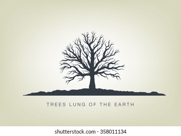 illustration of a tree in the garden. Icon of ecology in nature