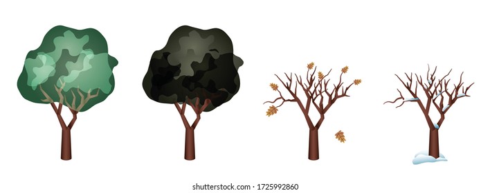 Illustration of a tree going through the seasons of life.