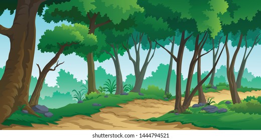 illustration of a tree and graphic of jungle.