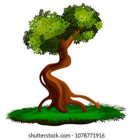 Illustration of a tree. A tree with a green foliage. A large image on an isolated background.