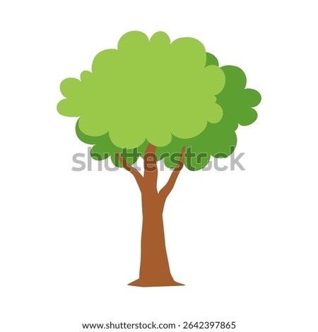 Illustration of a tree with green leaves and a brown trunk on a white background