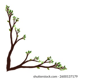 illustration of tree with green leaves framing without background