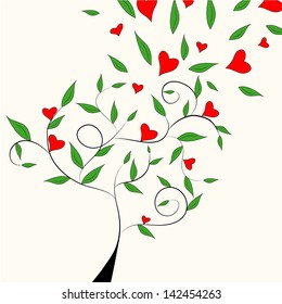 Illustration with tree and hearts