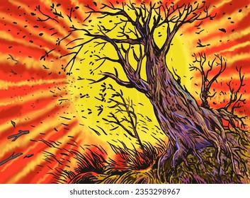 Illustration of the tree in hot weather.