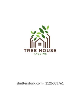 Illustration Tree House Logo Design Template Stock Vector (Royalty Free ...