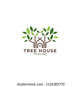 Illustration Tree House Logo Design Template Stock Vector (Royalty Free ...