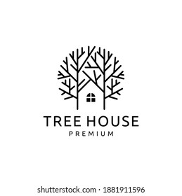 Illustration of Tree House Logo Design Template