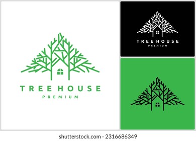 Illustration of Tree House Logo Vector Design Template
